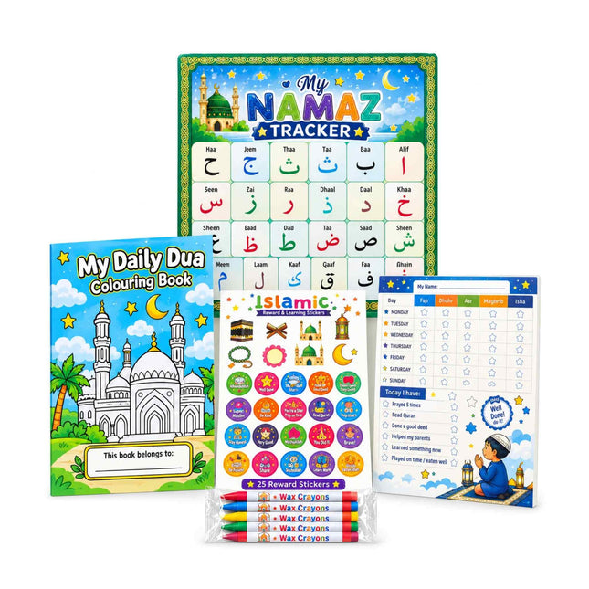 Little Muslim Treasure Box – Islamic Gift Set | Dua Book, Prayer Tracker & Toys
