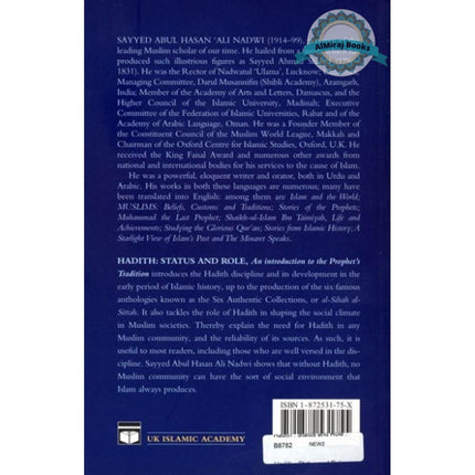 Hadith Status & Role An Introduction To The Prophet's Tradition By Sayyed Abul Hasan Ali Nadwi