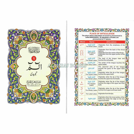 Para Set of the Holy Quran Color coded Tajweed Rules 30 Parts set -9 Lines.