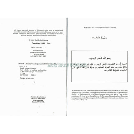 Teach Yourself Arabic Rules of Redaing & Writing By A. T. Ayyad