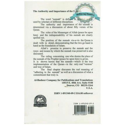 The Authority and Importance of the Sunnah By Jamal Al-Din Zarabozo