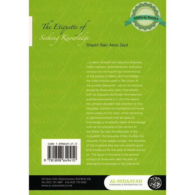 The Etiquette of Seeking Knowledge By Shaykh Bakr Aboo Zayd
