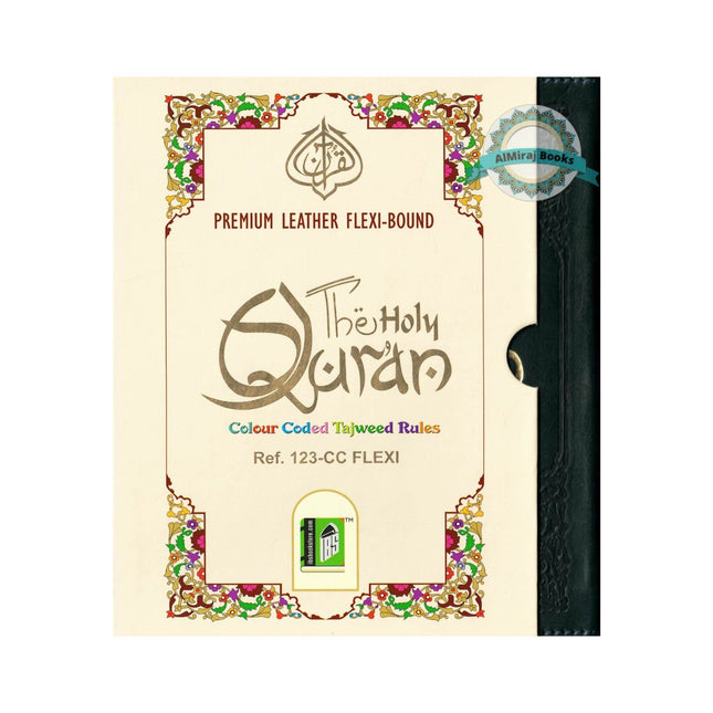 The Holy Quran Colour Coded Tajweed Rules Premium Leather Flexi-Bound  Ref 123-CC Flexi Cover (15 Lines)
