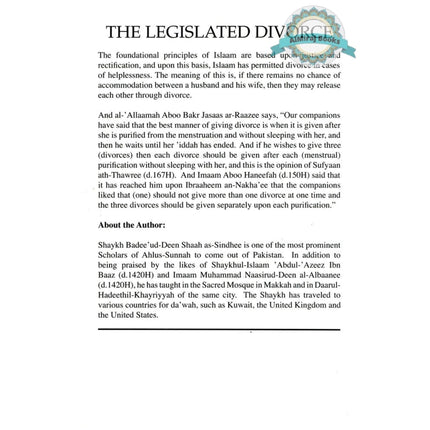 The Legislated Divorce By Shaykh Badee Ud-Deen as-Sindhee