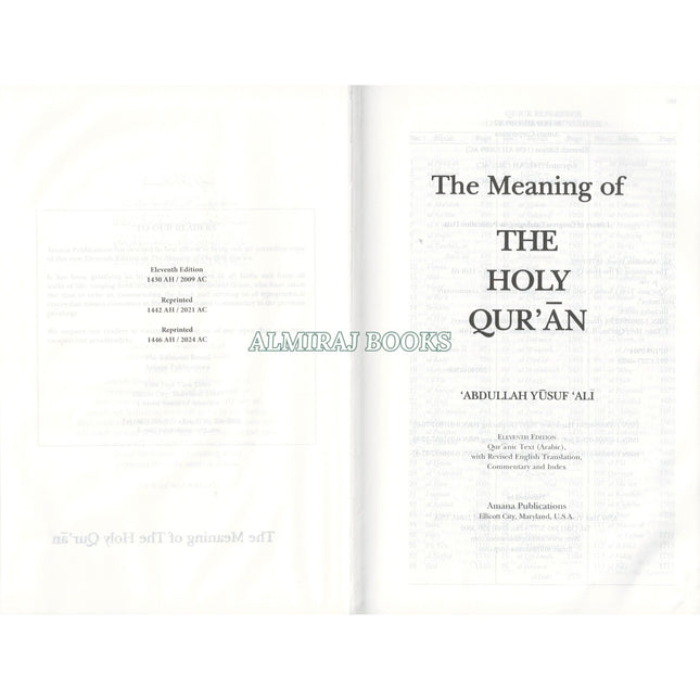 The Meaning of The Holy Qur'an English/Arabic: New Edition with Arabic Text and Revised Translation, Commentary by Abdullah Yusuf Ali