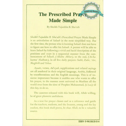 The Prescribed Prayer Made Simple (English and Arabic Edition) By Tajuddin B. Shu'aib