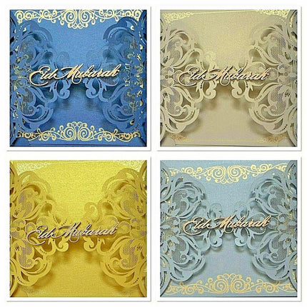 Eid Mubarak Laser Cut Greeting Cards Muslim Islamic Festival Card 3D Eid Mubarak,